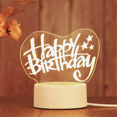 3D LED Birthday Night Light – Decorative Bedside Lamp