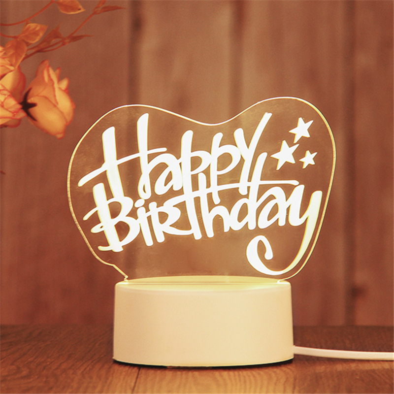 3D LED Birthday Night Light – Decorative Bedside Lamp